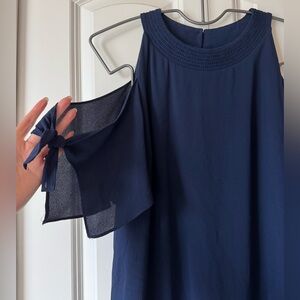 Navy Blue Flutter Shoulder Dress